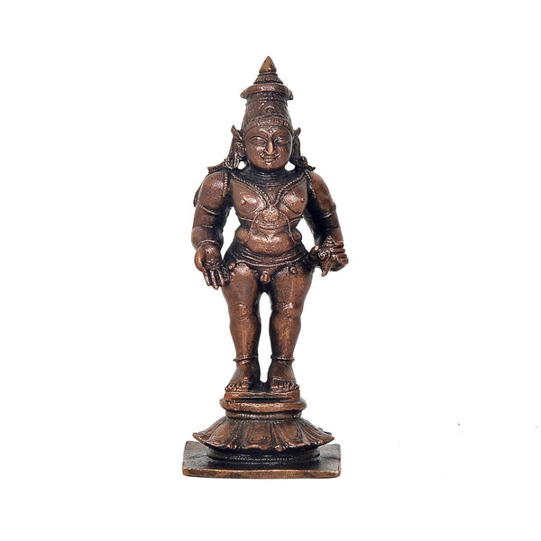 Copper Lord Vitthal Statue - Sacred Vithoba Idol for Home Temple and Spiritual Decor (Height : 4 inch)