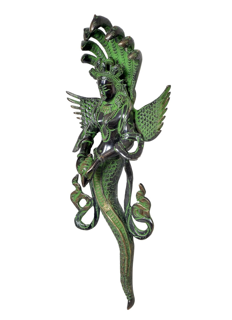 Brass Naga Kanya Statue Brass Idol Statues for Home Door Decor and Ofice (Height: 14 inch)