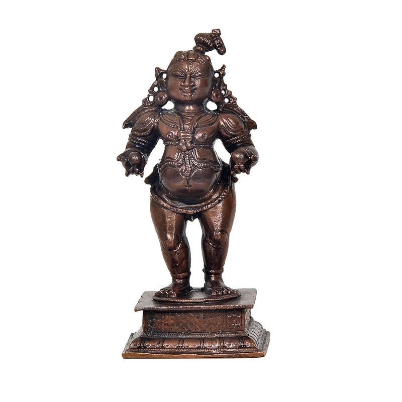 Copper Bal Krishna with Laddu Statue Showpiece for Home Office Copper Color (Height 4.5 Inch)