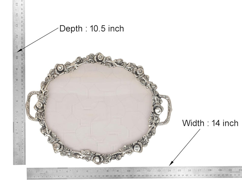 Metal Elephant Dry Fruit Bowl with Tray Silver Polish (Height: 5 inch)