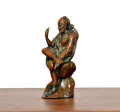 Superfine Brass Shirdi Sai Baba statue, 3 inch, angled side view with raised right hand