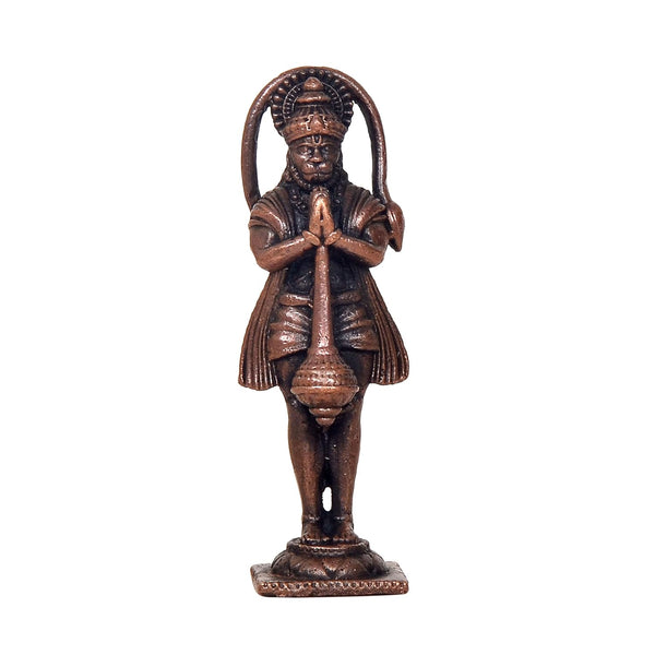 Copper Standing Divine Lord Hanuman Statue (Height 2.5 Inch) Entryway Setting