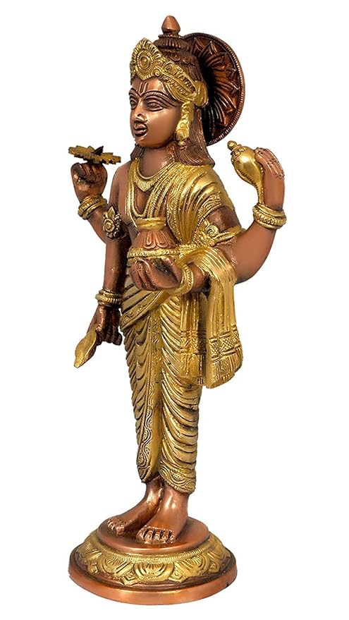 Brass Dhanvantari The Physician of Gods Height 15.5 Inches (Bronze Gold)