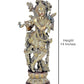 Brass Krishna Statue Idol Playing Flute for Home Decor | Height : 14 Inches (A104)