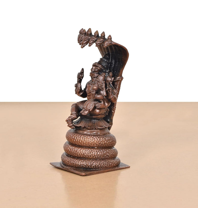 Copper God Lakshmi Narasimhar Under The Sheshnag Idol (Height 4 Inch)