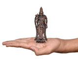 Copper Meenakshi Idol statue, held on open palm, 4 inch