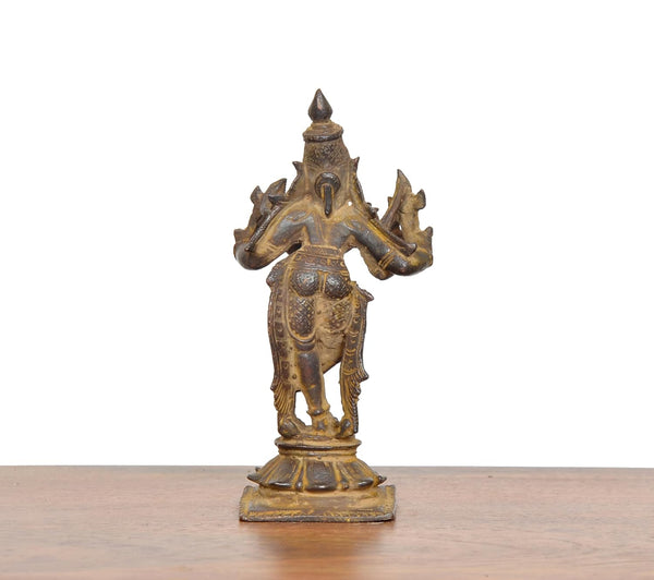Copper Lord Krishna Idol (Height 4.5 Inch) Study Setting