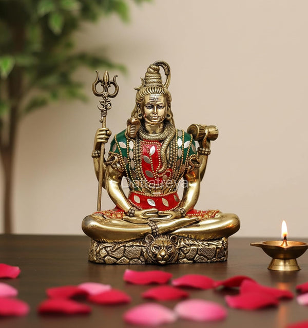 Superfine Brass Lord Shiva in Blessing Posture Murti (Height: 7 Inch)