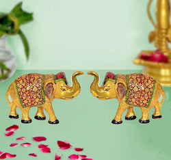 Metal Royal Elephant (Set of 2) Idol Figurine Showpiece Height: 3 Inches