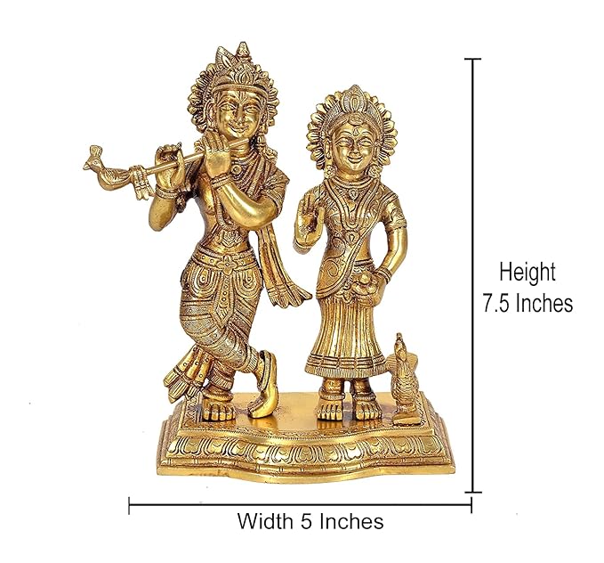 Brass Radha Krishna Murti (Height: 8.5inches)