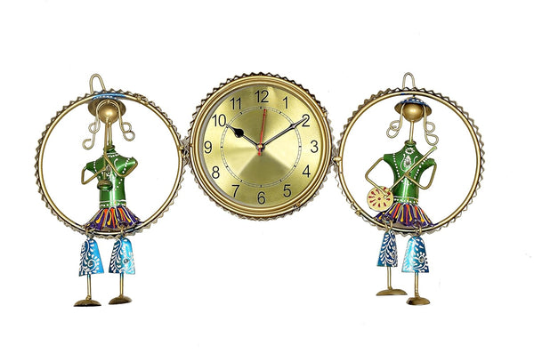 Iron Clock musician Wall Hanging (Height 11 Inch) Entryway Setting