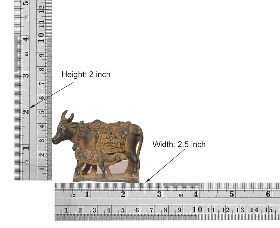 Copper Cow with Calf statue (Height 2 Inch) Craft Detail