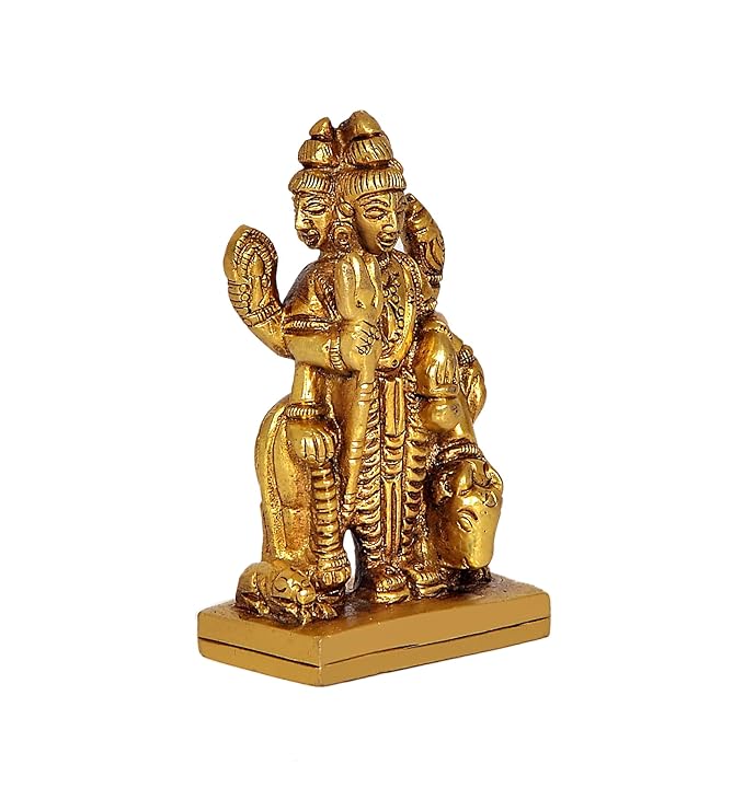 Brass Idol Trimurti Brahma Vishnu Mahesh Idol Statue Height 3 Inch