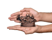 Copper Vishnu Sheshashayi statue held in hands, miniature for home mandir pooja