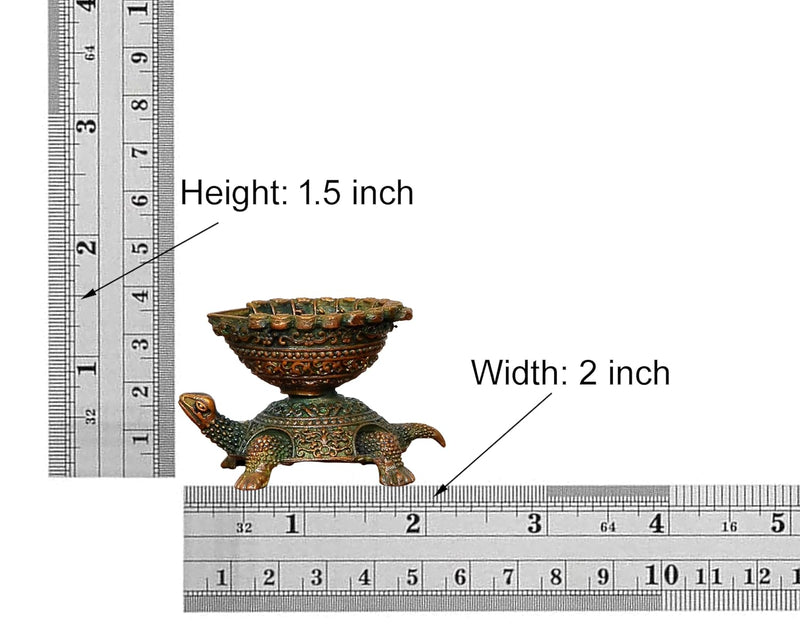 Bronze Tortoise with Oil Lamp Diya Statue (Height: 3 CM)