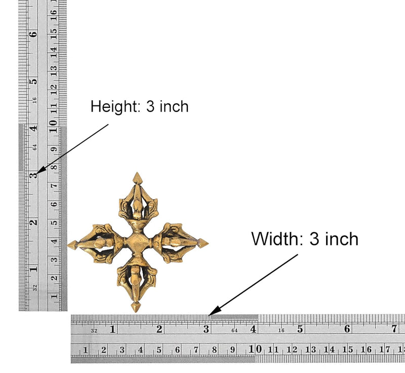 Brass Tibetan Buddhist Double Vishva-Vajra Dorje (Height: 3 Inch)