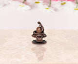 Copper Shiva ling with arched cobra tail, small deity sculpture for puja