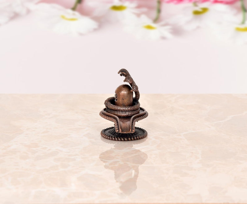 Copper Shiva Ling Murti Shivling with Sheshnaag Maharaj Figurine Sculpture Deity Lord Shivling Statue Hindu Puja Vastu Gifts Home Decor Height: 2.5 inch