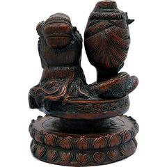 Seitliche Ansicht Messingfigur Shiva und Parvati auf Lotus-Pedestal, 6.5 Zoll