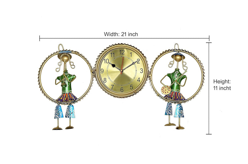 Iron Wall decor with Clock musician Wall Hanging for Home Decor (Height 11 Inch)