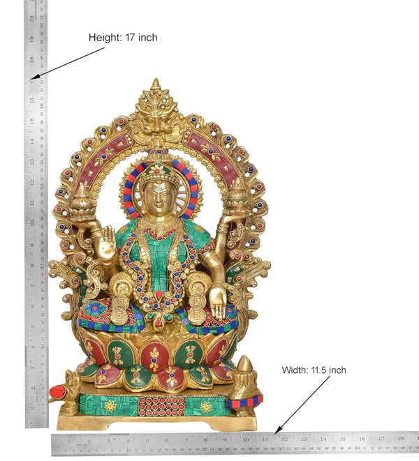 The Ultimate Lakshmi Ganesh Idol: Large Brass Murti for Grand Home & Temple (Height 18 Inch) Entryway Setting