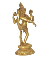 Estatua de Shiva Tandava en bronce, vista lateral, brazos y piernas en movimiento