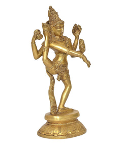 Estatua de Shiva Tandava en bronce, vista lateral, brazos y piernas en movimiento