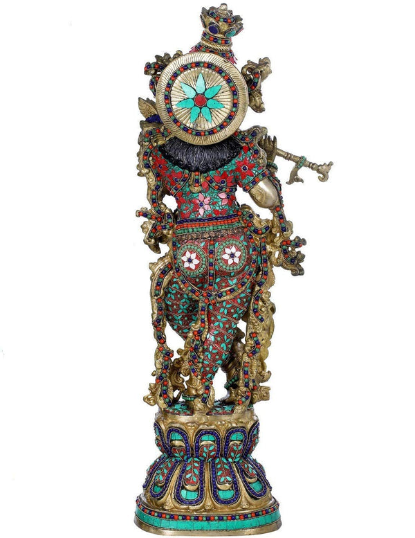 Brass Krishna - Big Size - Brass Krishna Kishan Murti Idol Statue Sculpture (Height 29"(Big Krishna)