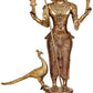 Lord Swami Kartikeya Ji/Kartik Statue with Peacock Brass Murugan Subramanya Murti Height 23.5 Inches