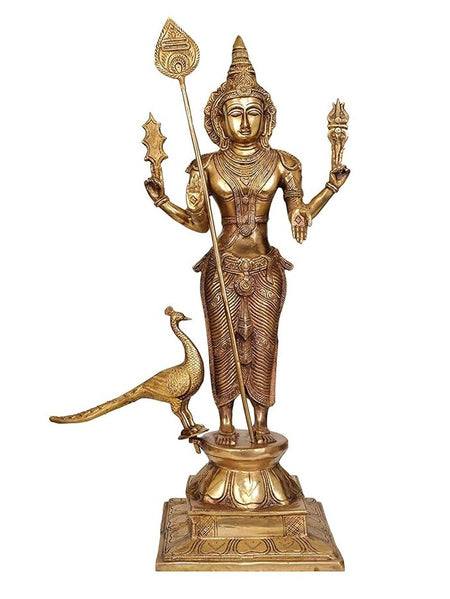 Brass Lord Kartikeya Ji (Height 23.5 Inches)
