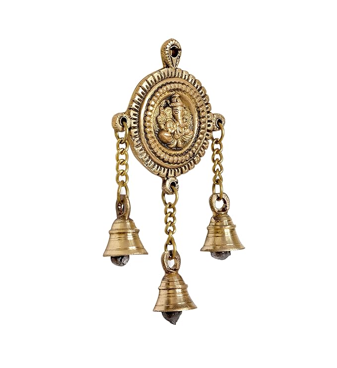 Ganesh Hanging with Bells Pooja Room Decoration/Brass Decor Items for Puja Manidr and Home Temple (Height : 7 Inches)