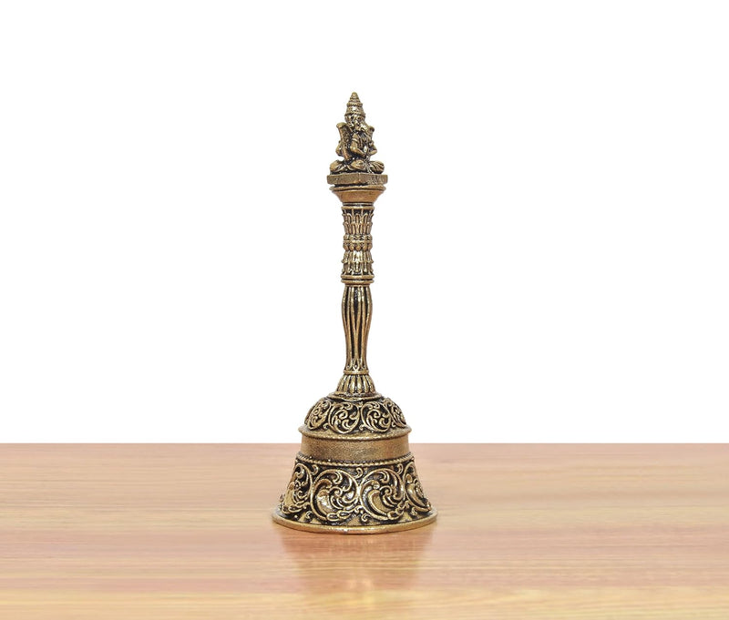 Fine Bronze Pooja Bell with Garun On Top (Height: 4 Inches)