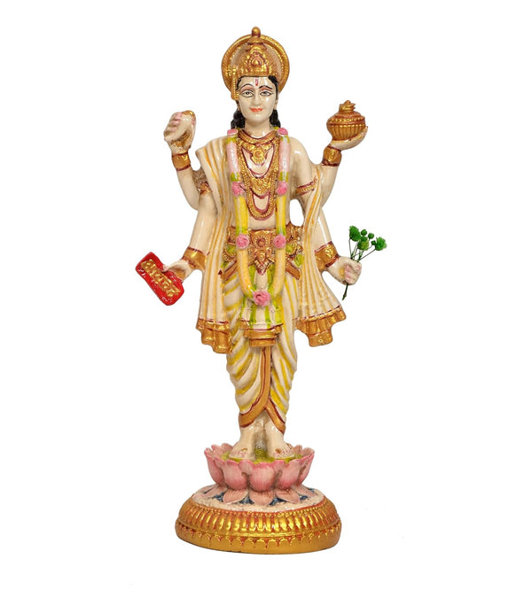 Resin Lord Dhanvantari Statue for Pooja Room | Dhanvantari Idol for Home Temple | Hindu God Statue for Spiritual & Home Décor (Height:8 Inches) Study Setting