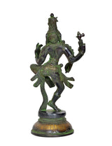 Ardhanrishvara brass statue from back view, decorative waist cloth and raised arm