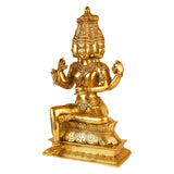 Big Brass Lord Brahma Ji Murti Statue for Temple, Puja, Home & Living Room Décor, Hindu Deity Idol, Religious Figurine, Decorative Showpiece & Gift Item (Height: 16 Inches)