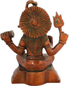 Brass Goddess Shiva figurine from behind with ornate back halo, 5.2 in tall