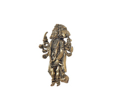 Brass Panchmukhi Hanuman idol, ten-armed, 4 in (rear side view)