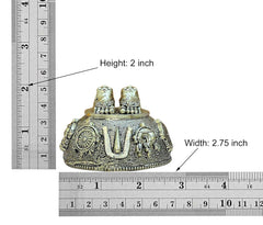 Brass Lord Tirupati Charan Paduka, relief detail, height 2 in, width 2.75 in