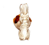 Resin hippo face wine holder, rear view showing white body and orange cup opening
