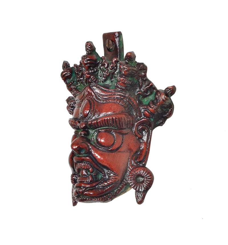 Brass Nazar Battu Mahakala Wall Hanging Mask (Height : 5 inch) (Multicolor 1)