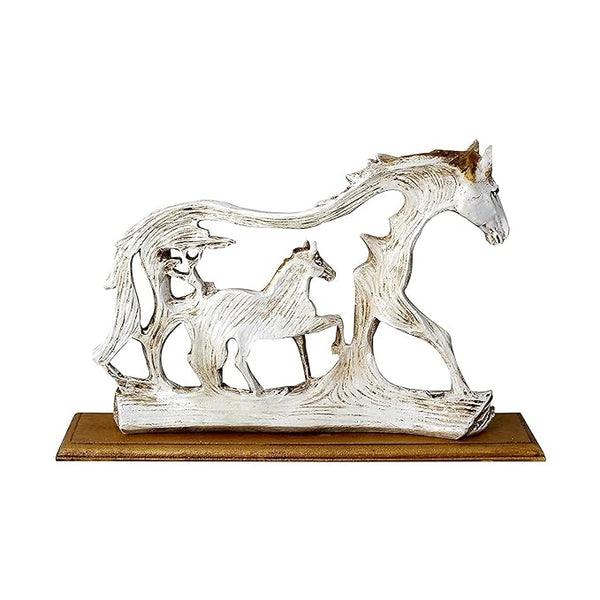 Polyresin Horse with Foal Decorative Home Décor Showpiece Figurine Horse Idol for Office Shop Festive Gifting Height 8 Inch, Multicolor