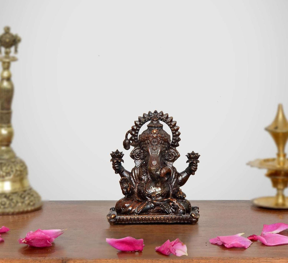 Superfine Brass Lord Ganesha Sitting Idol (Height 2 Inch)