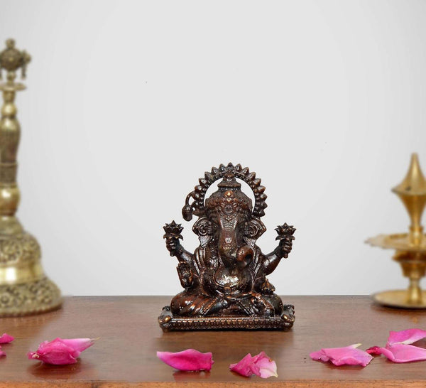 Superfine Brass Lord Ganesha Sitting Idol (Height 2 Inch)