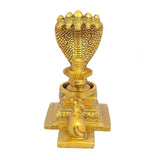 Gold brass Shiv linga idol with Nandi figure, facing forward on pedestal