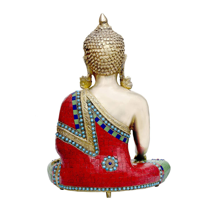 Brass Buddha in Bhumisparsha Mudra Idol (Height: 16inches)