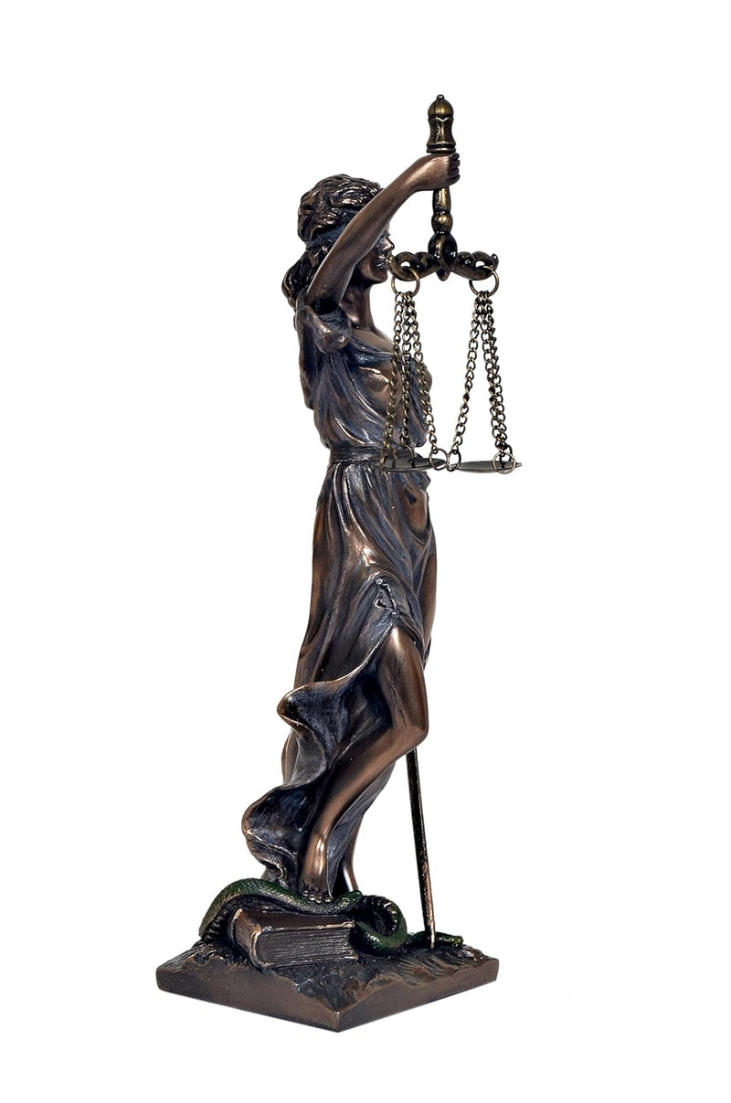 Resin Lady Justice Holding Scale and Sword Murti Figurine Sculpture Office Home Court (Height 7.5 Inch)