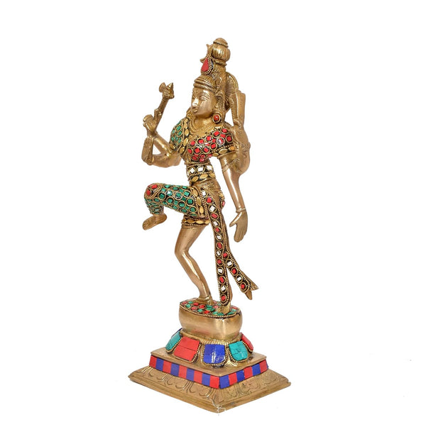 Brass Ardhanrishvara Shiva and Parvati Murti Religious Statue for Home Temple Decor Office Mandir (Height: 12 Inches) Study Setting