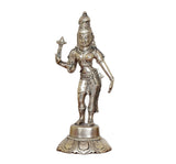 Brass Ardhanarishvara statue front view, standing deity holding trident, 6 inch