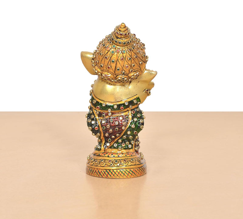 Brass Baby Music Ganesha Sculpture (Height 6 Inch)