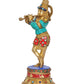 Brass Krishna Playing Flute Idol Statue Sculpture for Home Mandir Pooja Decor Temple Gift (Height 11.5 inch)